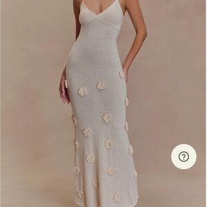 Meshki Cream Maxi Dress with Floral Accents